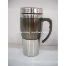 2015 hot sale ceramic travel mug with plastic lid, double wall coffee mug